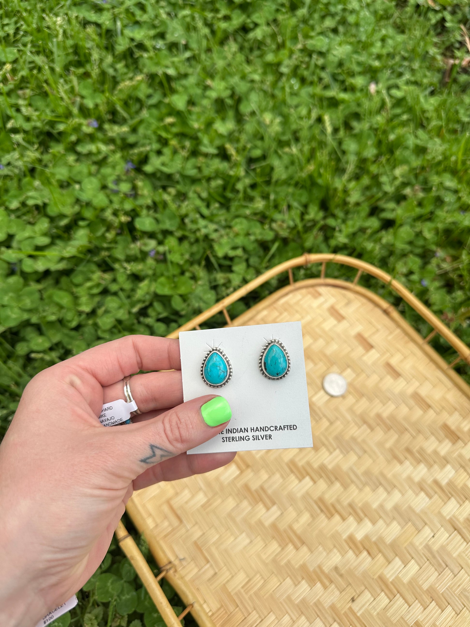 Turquoise Teardrop Studs