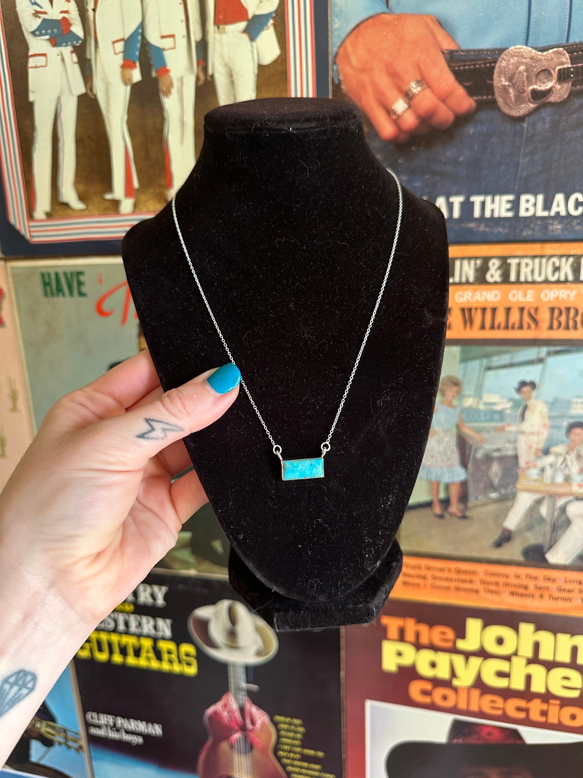 Kingman Turquoise Bar Necklace