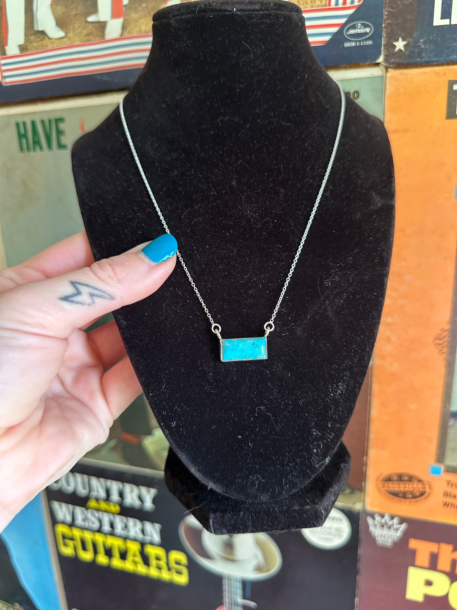 Kingman Turquoise Bar Necklace