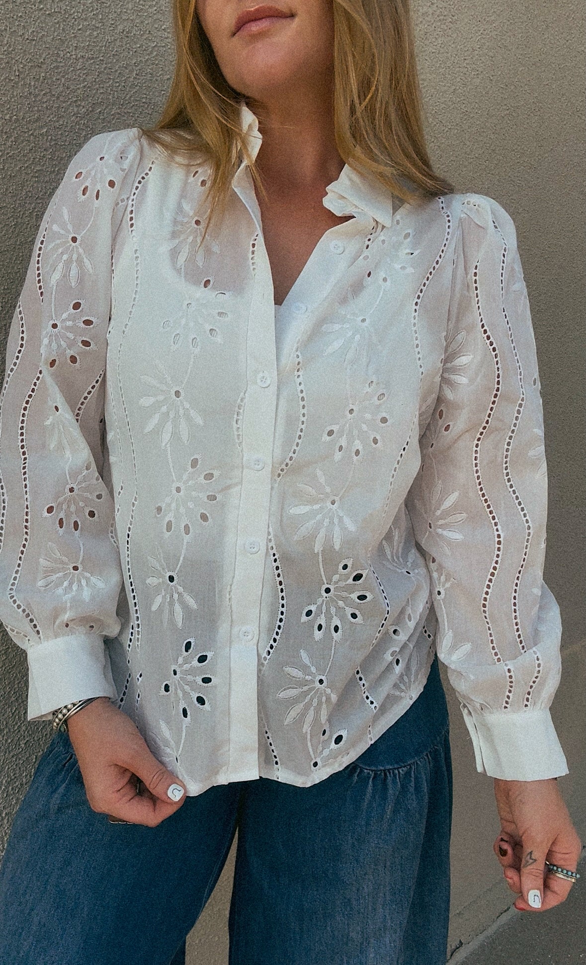 Darlin' Embroidered Eyelet Blouse