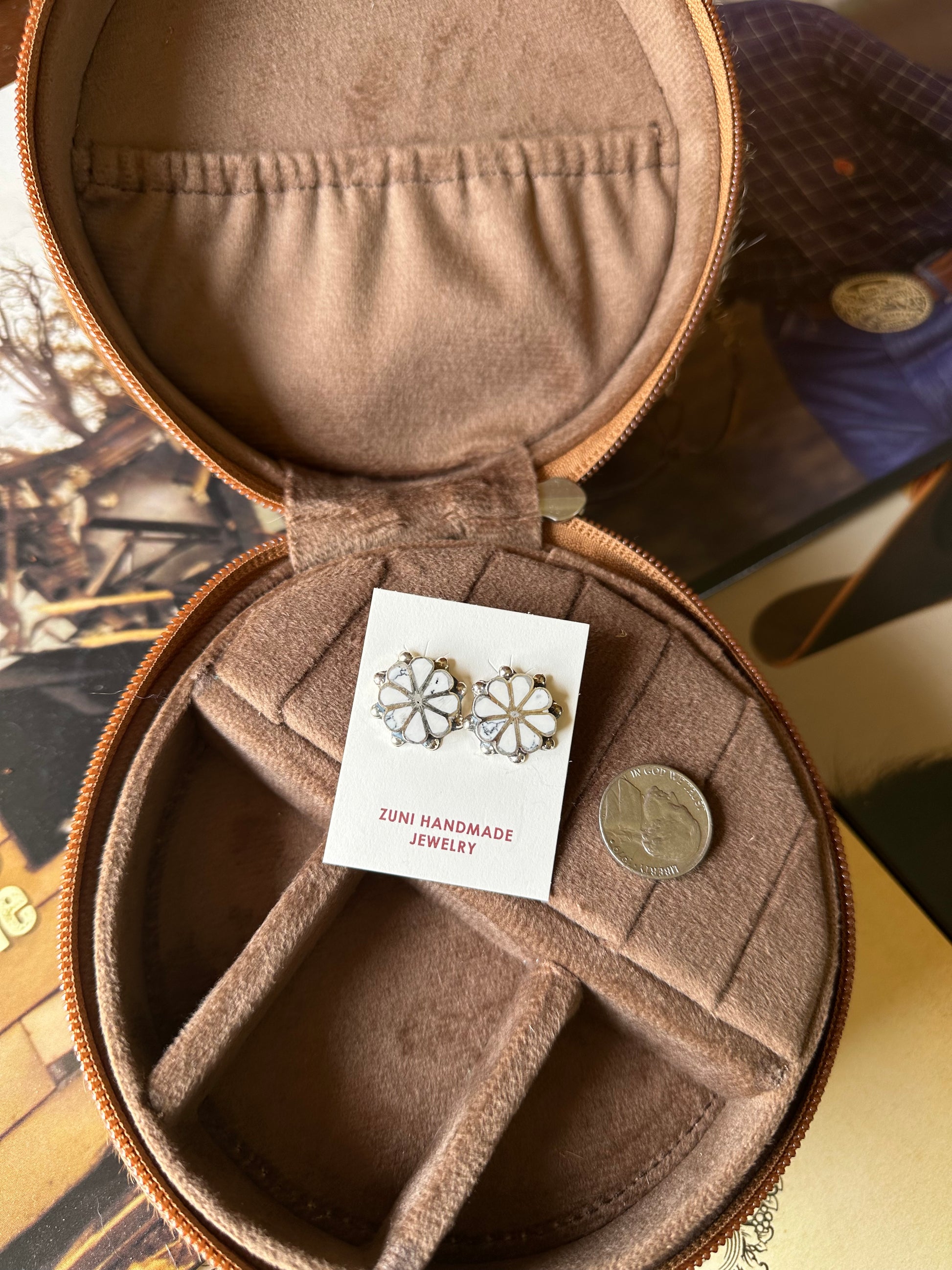 White Buffalo Flower Studs