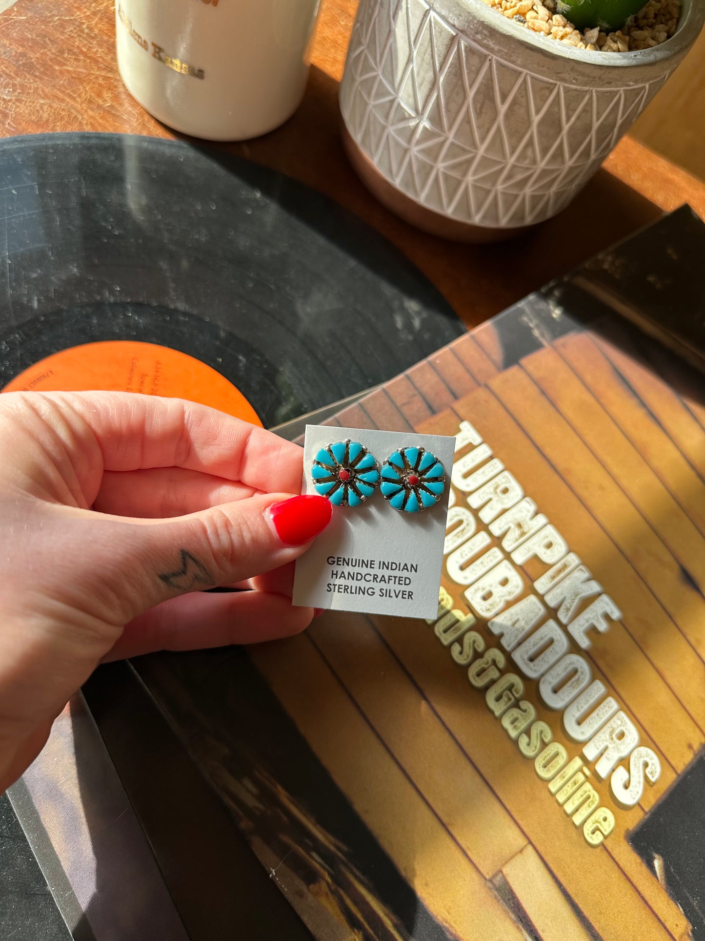 Lauren’s Red + Turquoise Cluster Studs