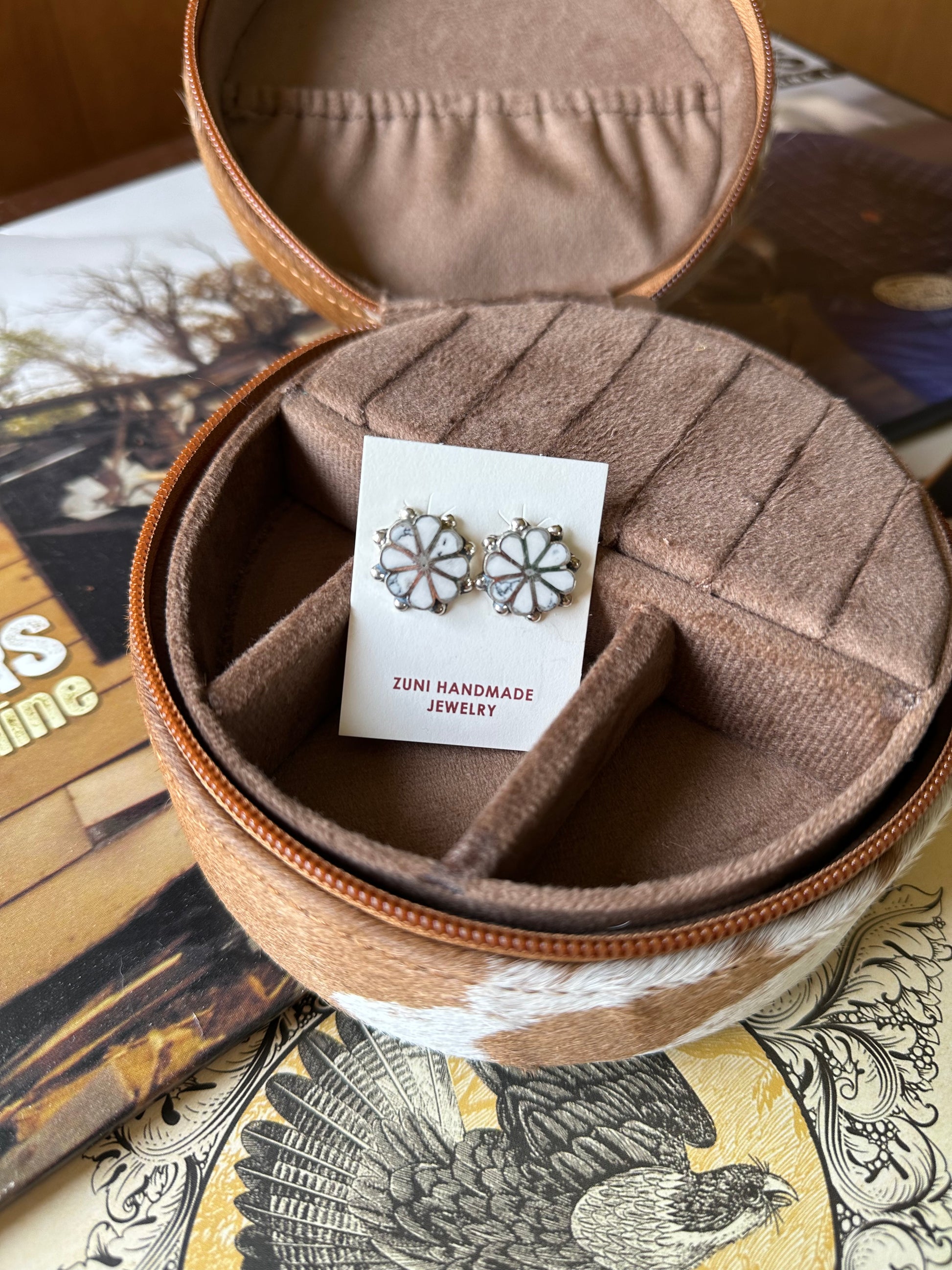 White Buffalo Flower Studs