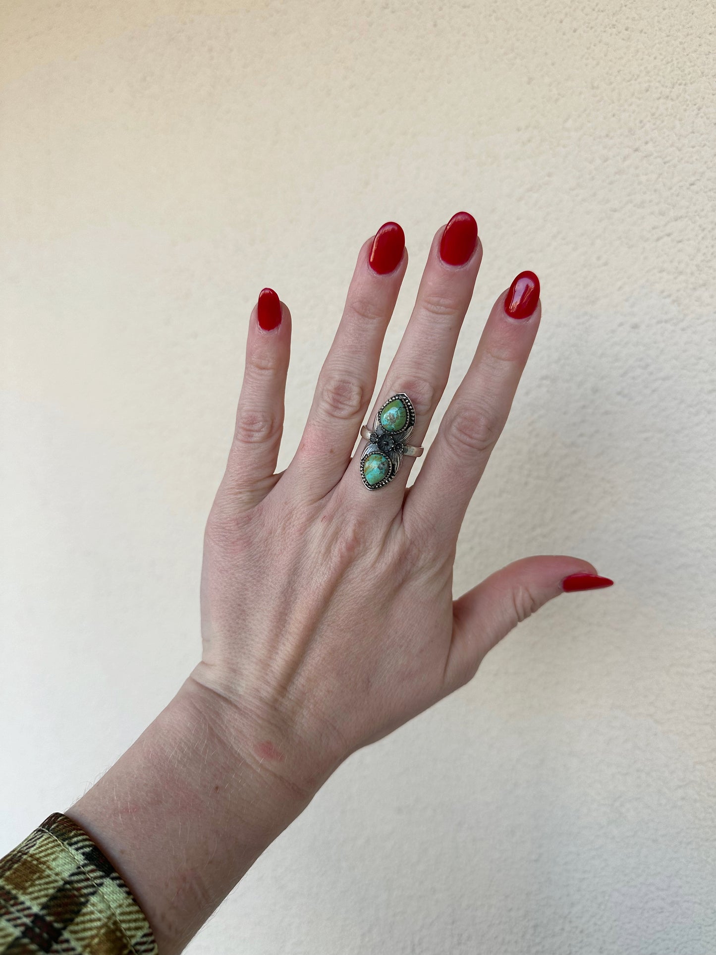 Double Kingman Turquoise Ring