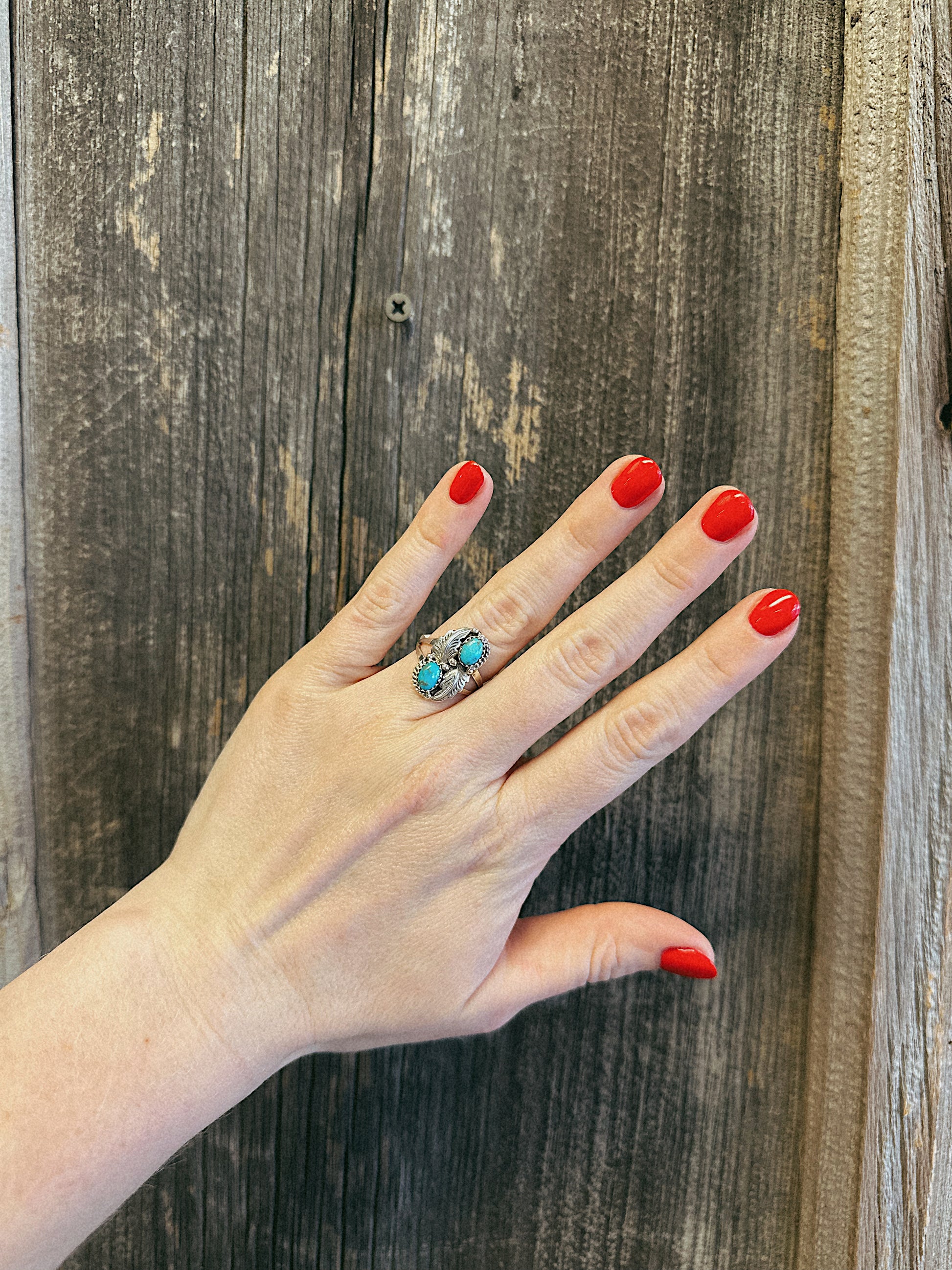 Double Stone Feather Ring