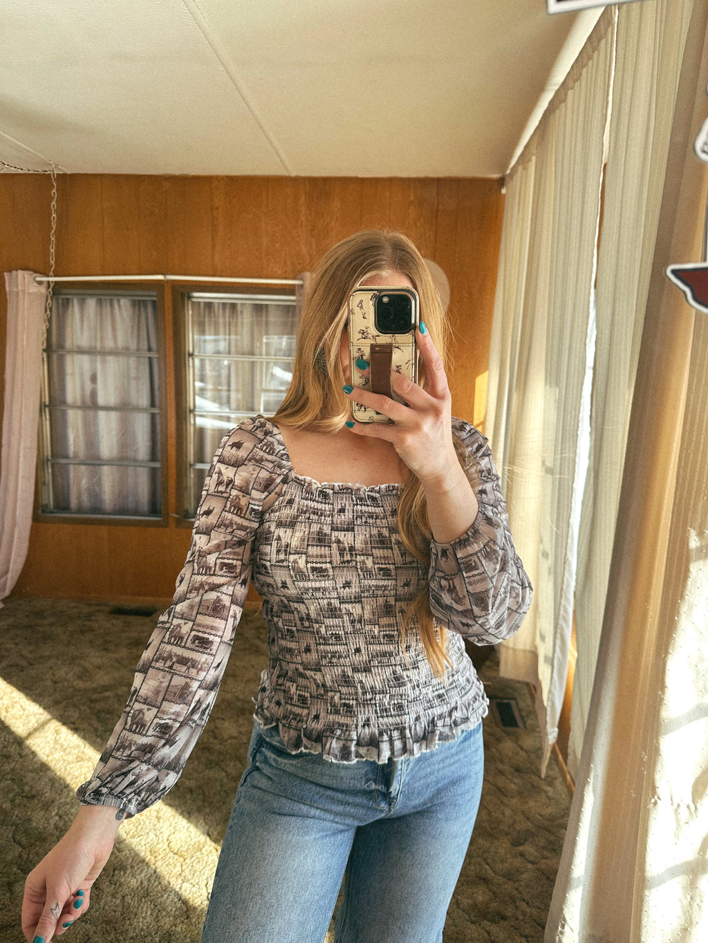 High Noon Western Print Blouse