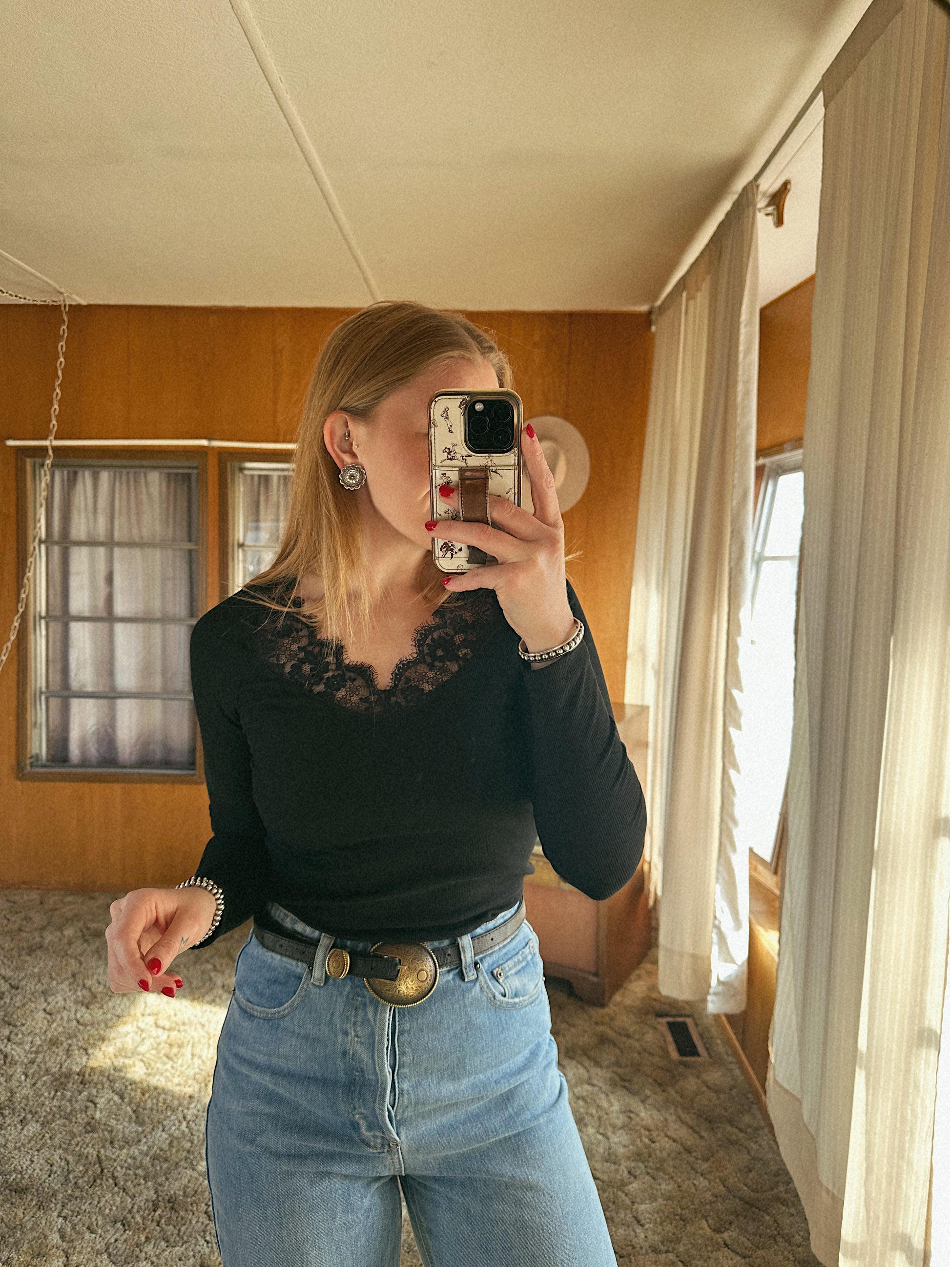 Weekend Lace Ribbed Top