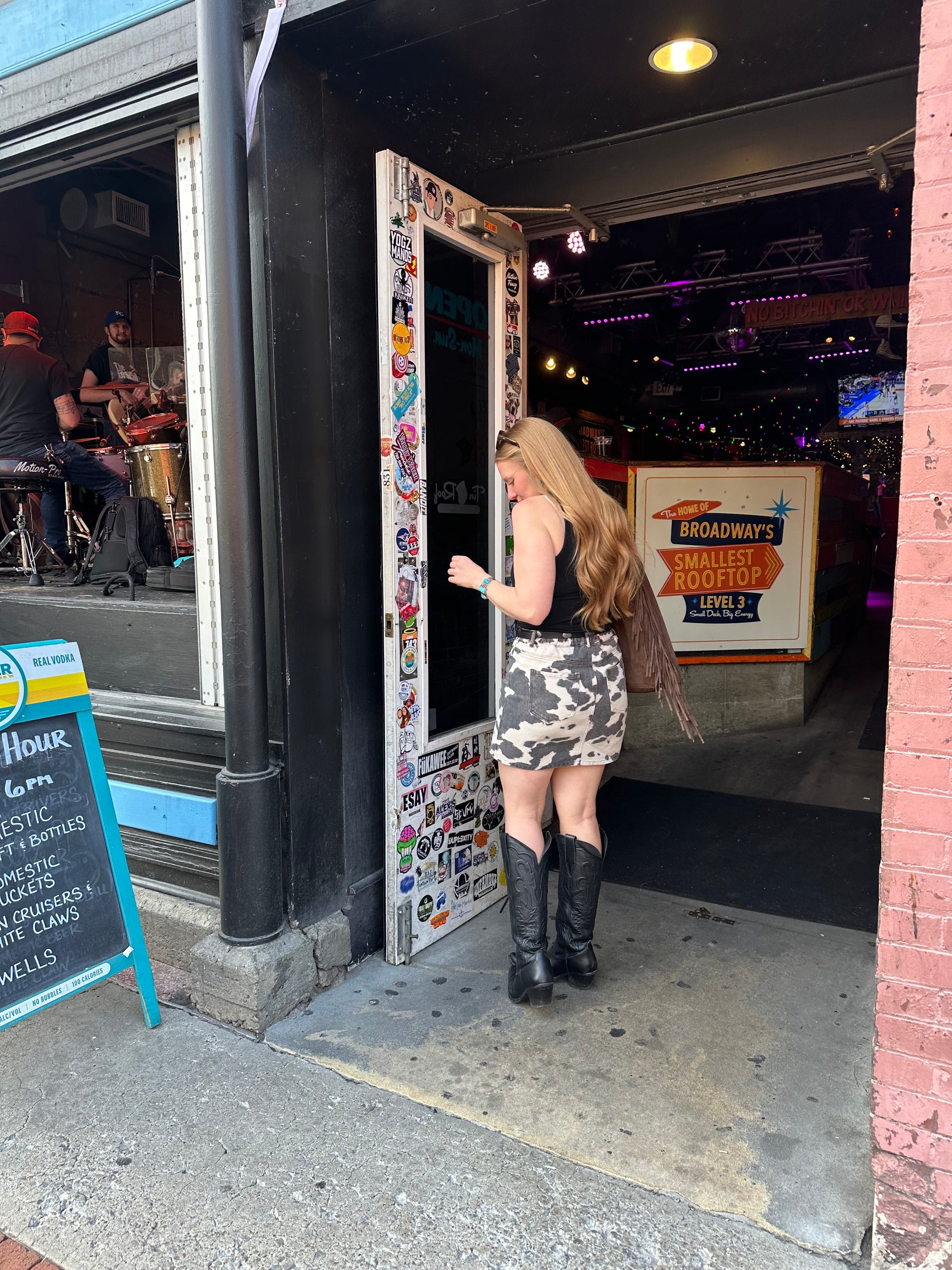 Last Call Cowprint Skirt