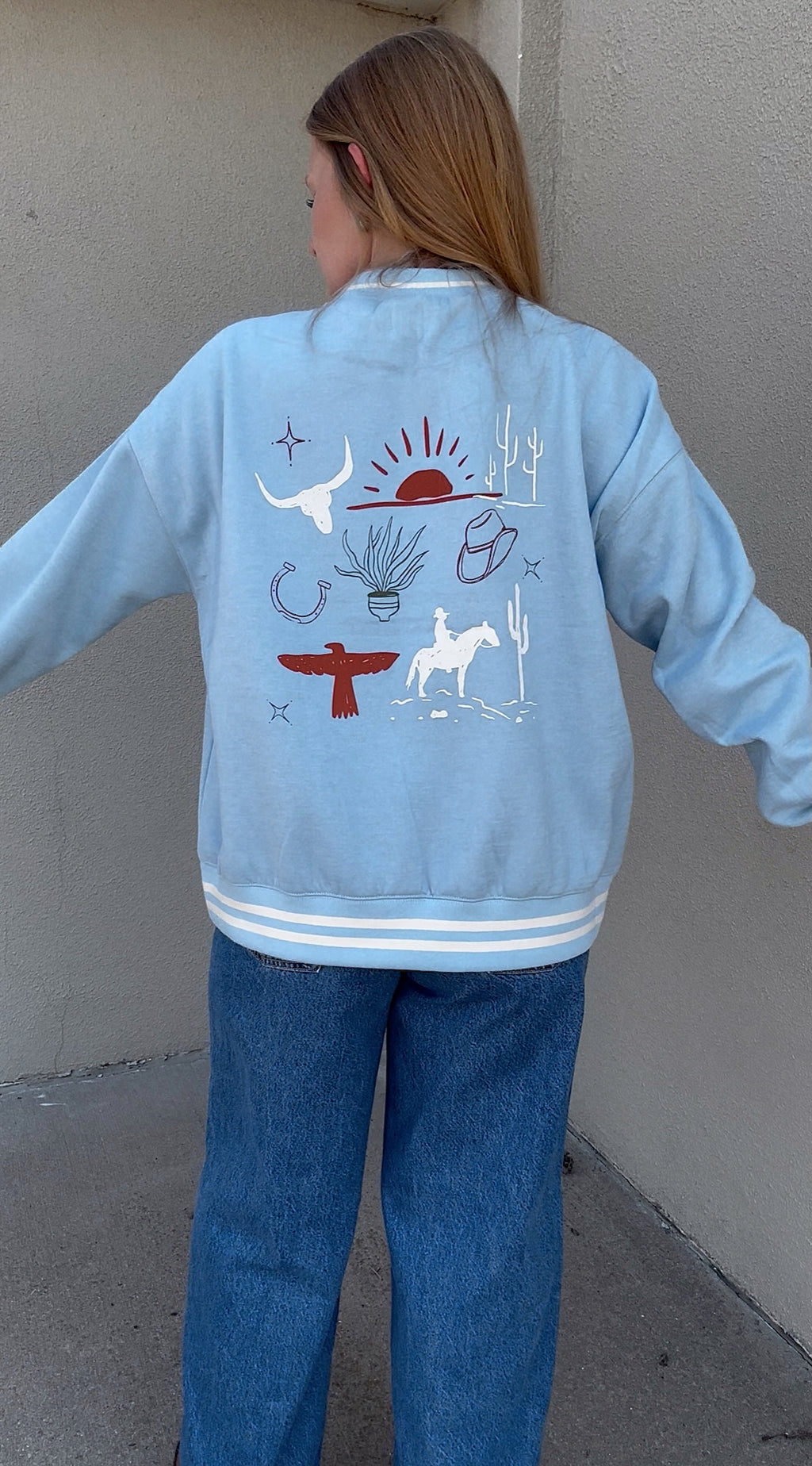 Cowgirl Varsity Blues Crewneck