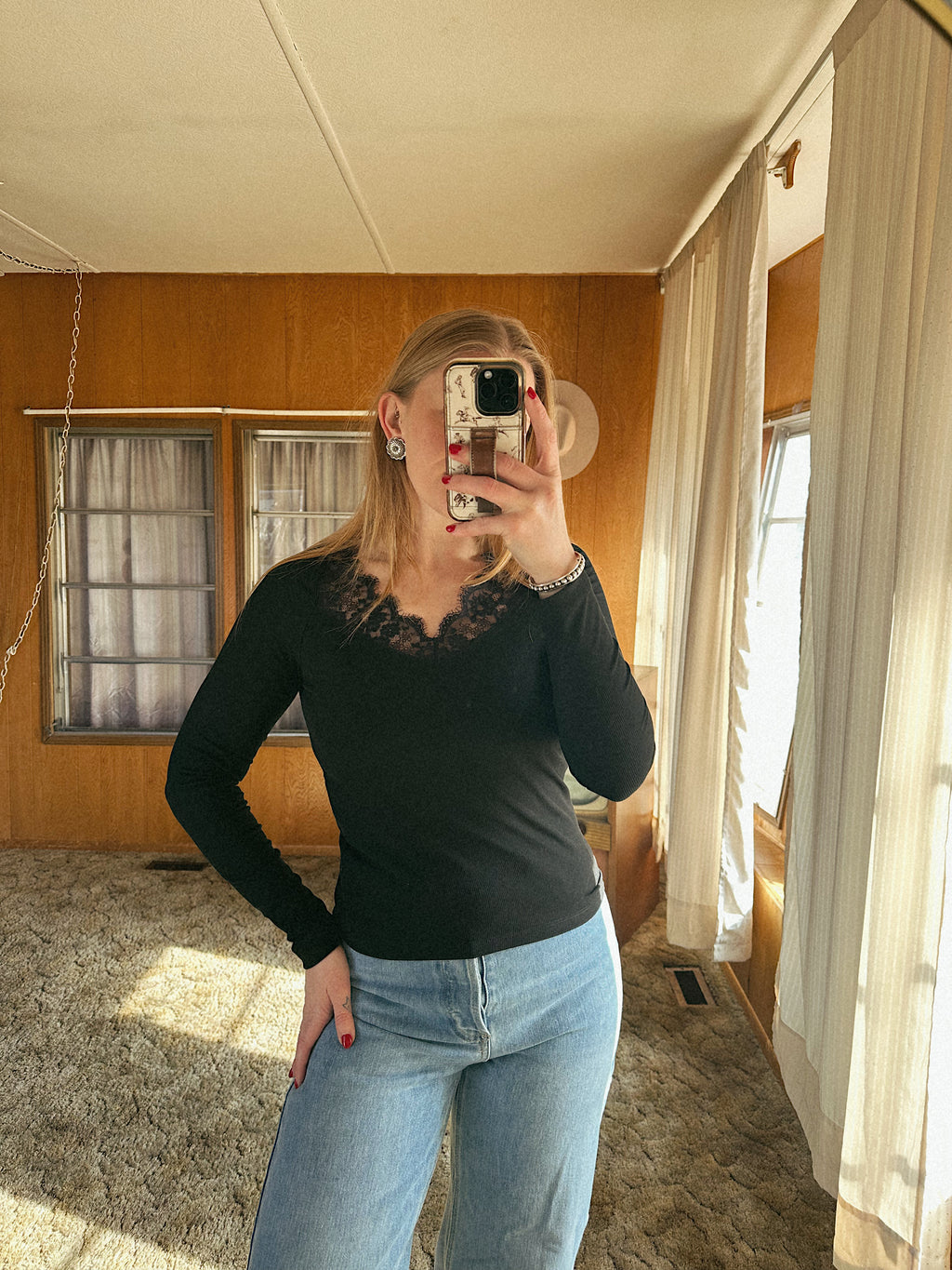 Weekend Lace Ribbed Top