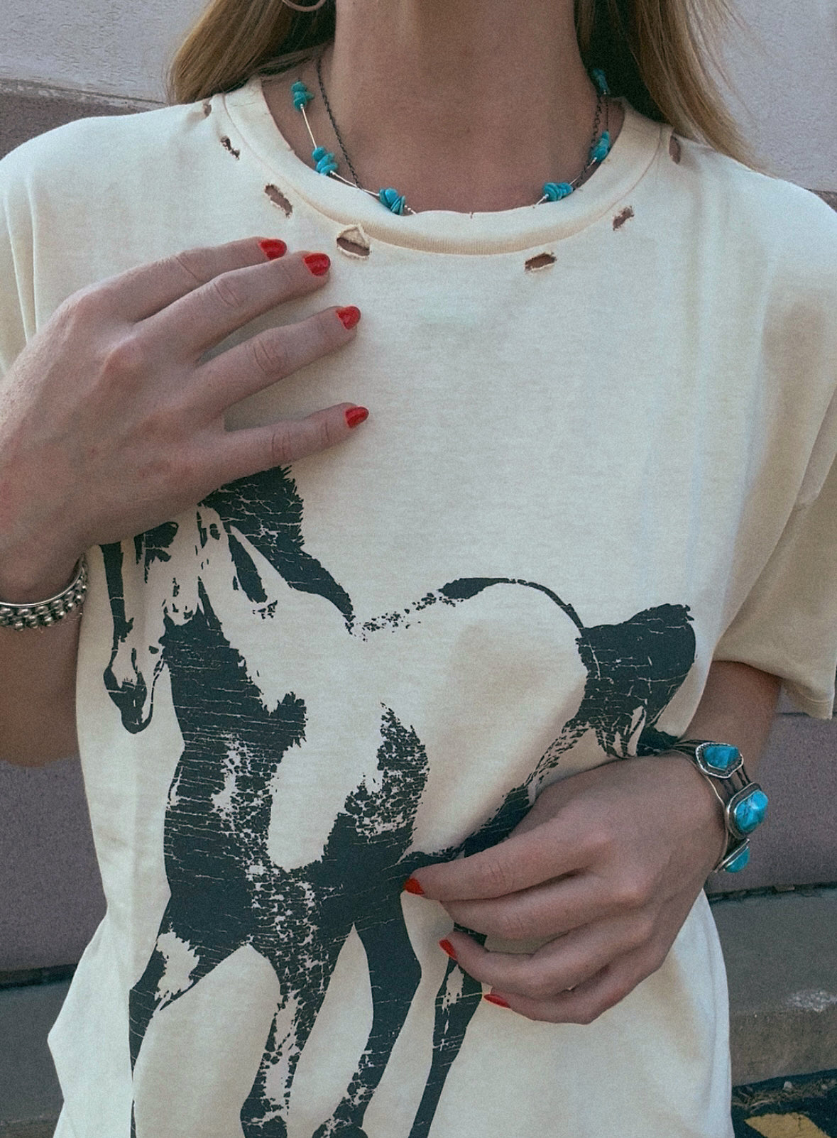 On The Run Distressed Horse Tee