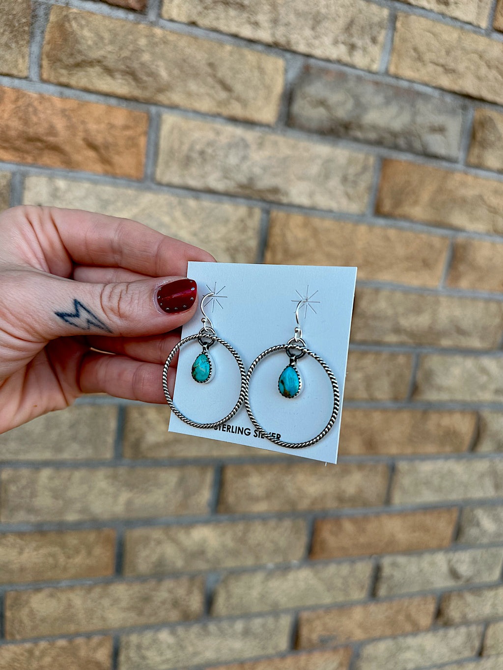 Turquoise and Silver Hoops