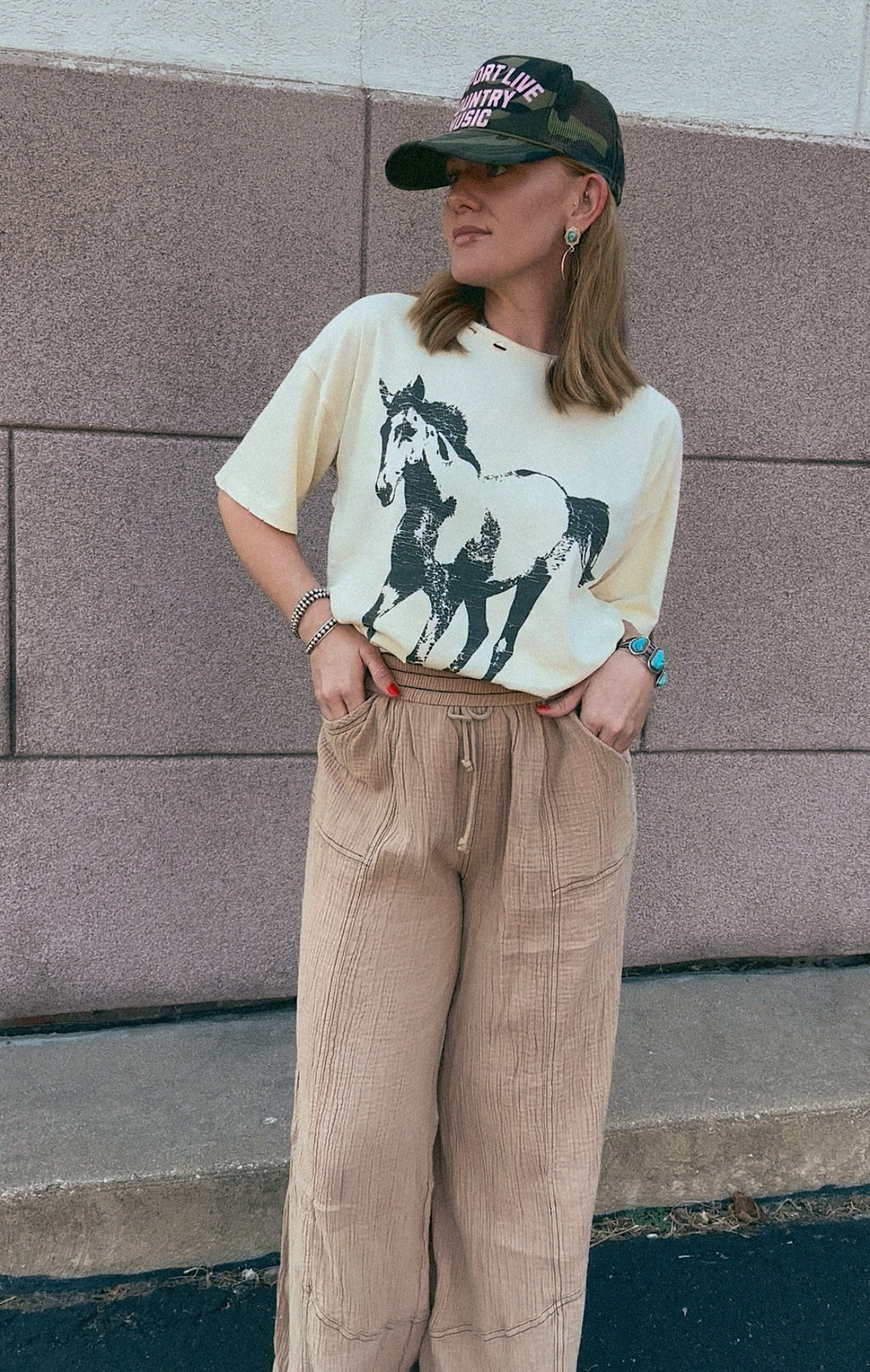 On The Run Distressed Horse Tee