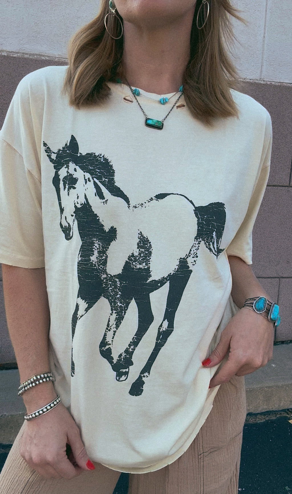 On The Run Distressed Horse Tee
