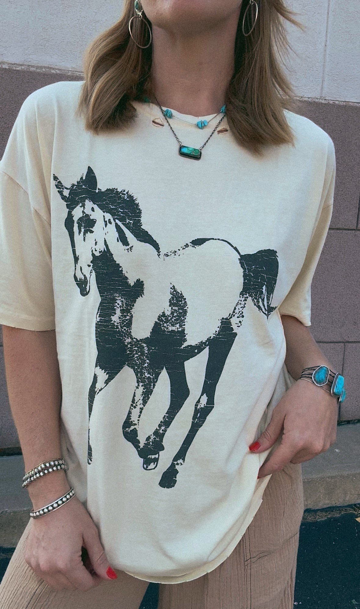 On The Run Distressed Horse Tee