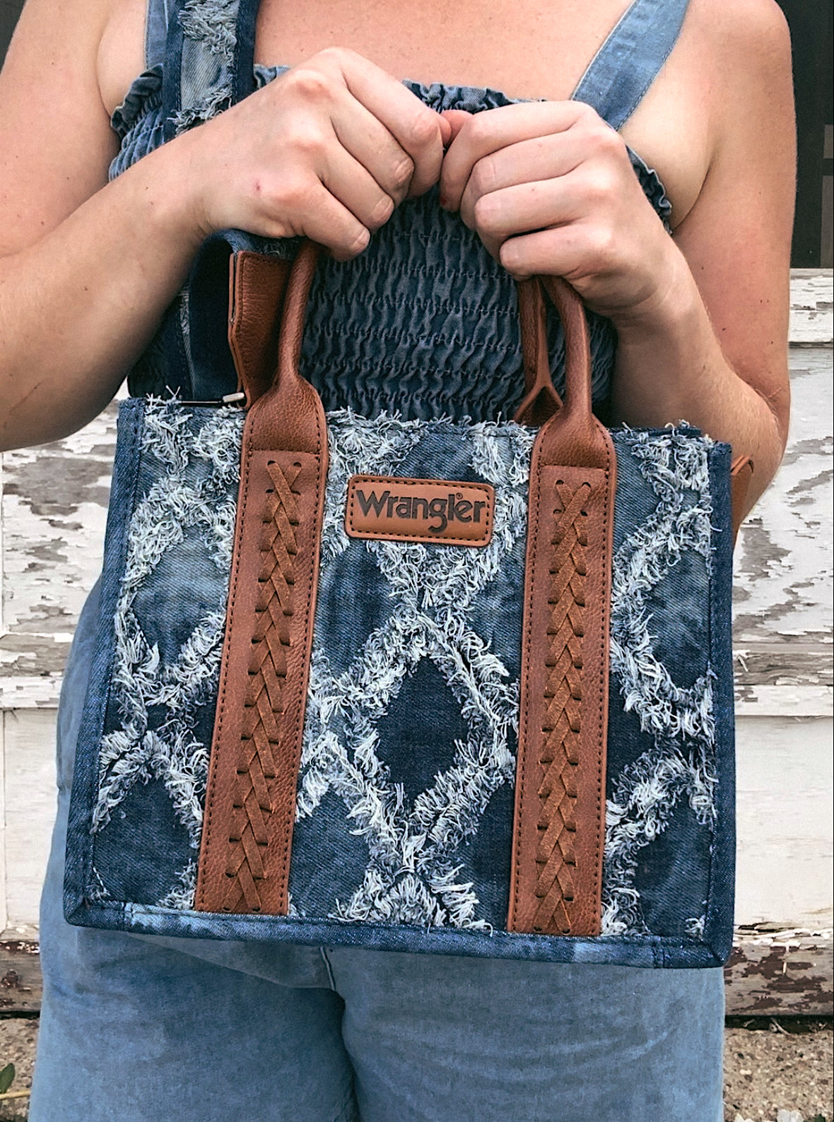 Wrangler Frayed Denim Tote