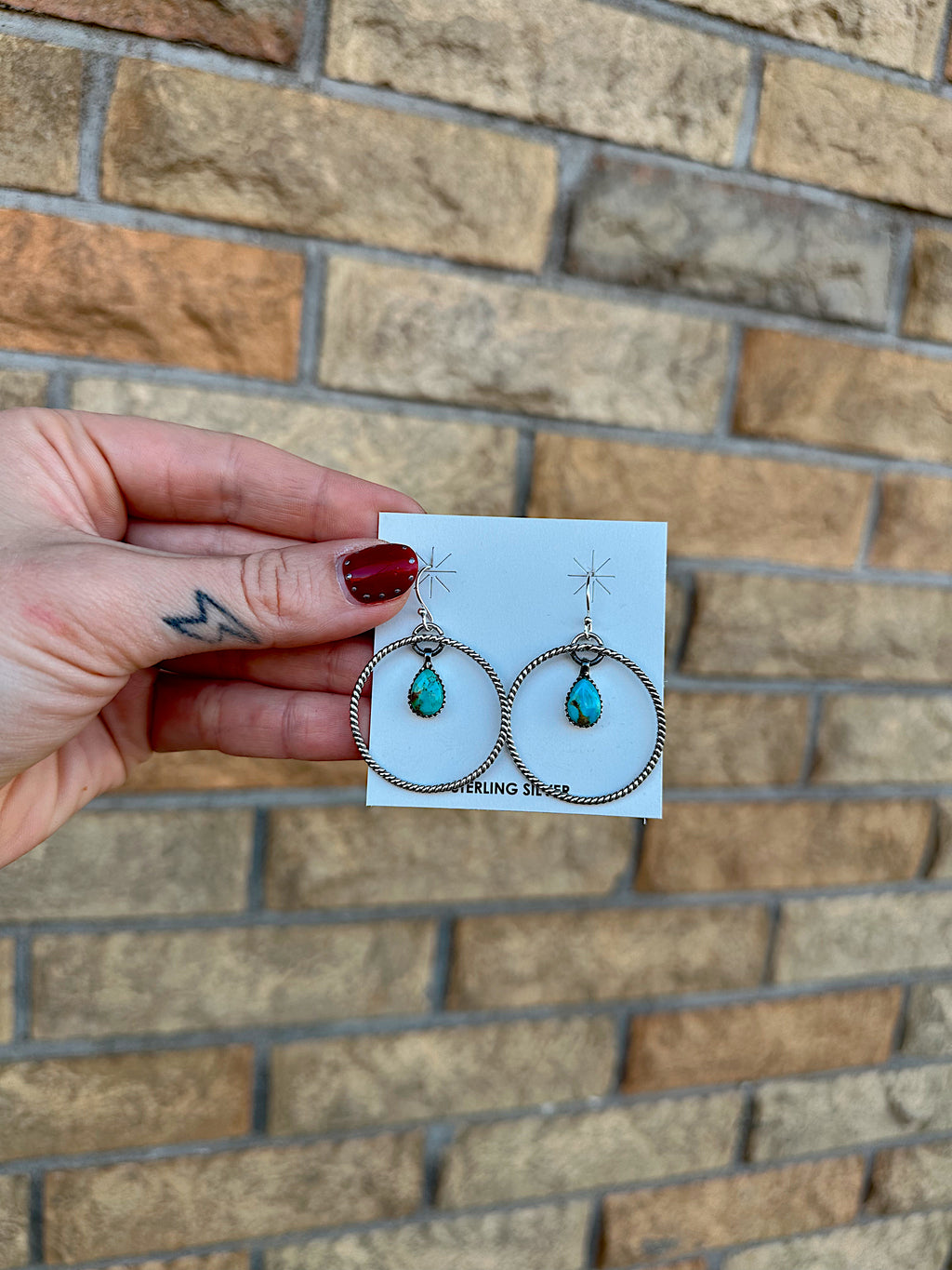 Turquoise and Silver Hoops