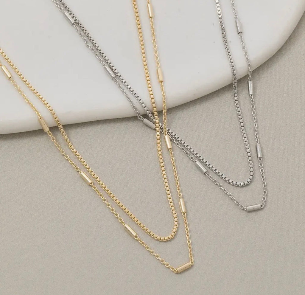 Double Layer Bar Accent Necklace