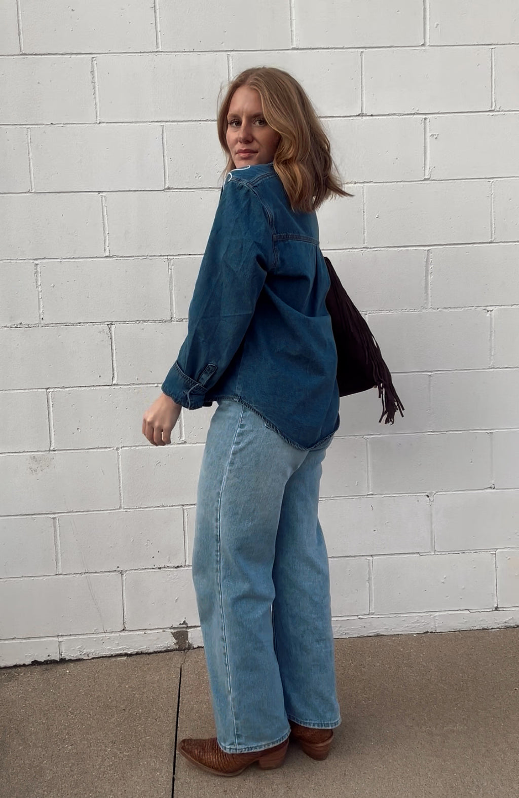 Embroidered Denim Button Up