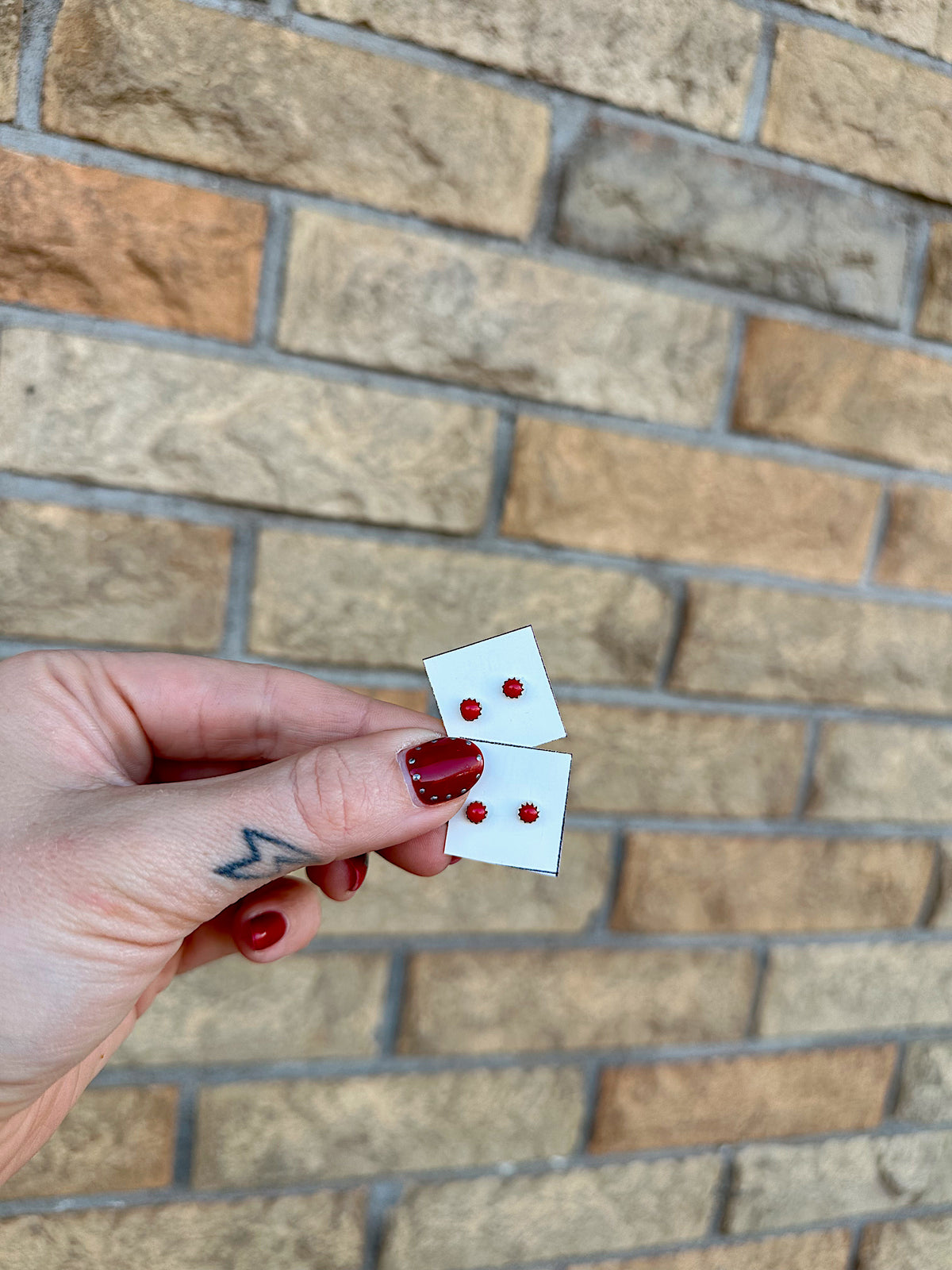 Mini Red Coral Studs