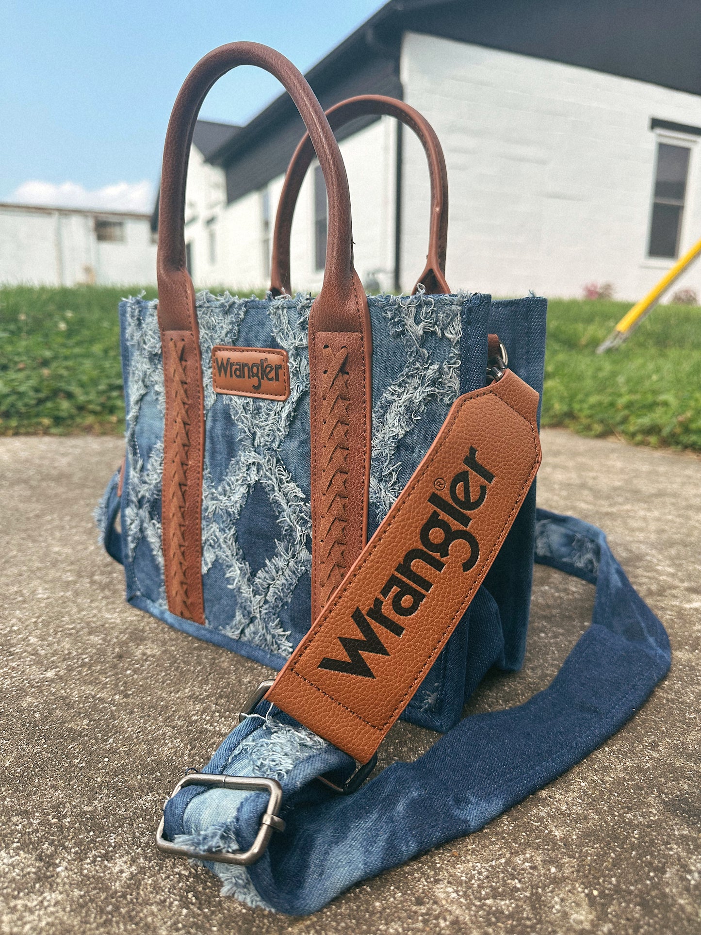 Wrangler Frayed Denim Tote