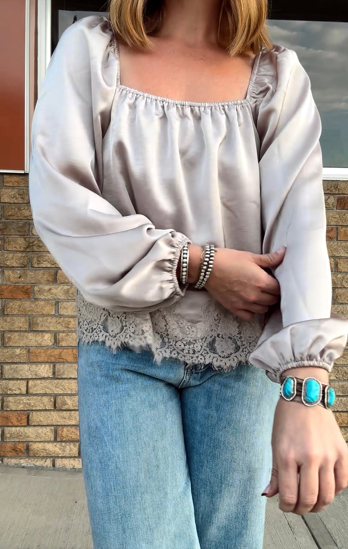 Love Again Satin Lace Top