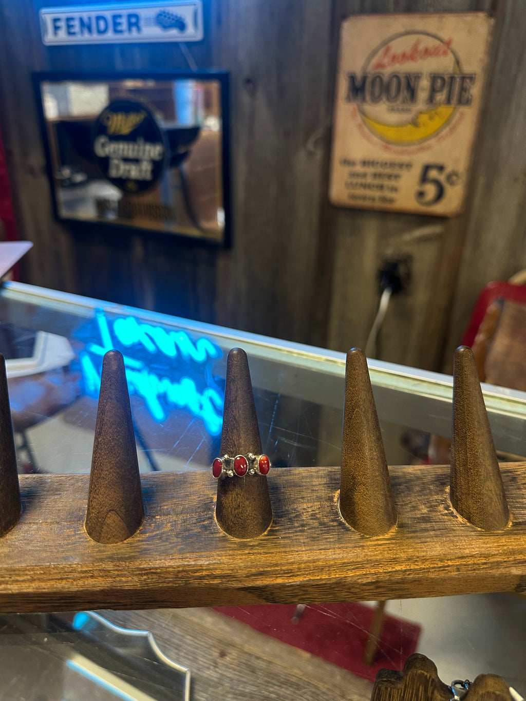 Triple Red Coral Ring