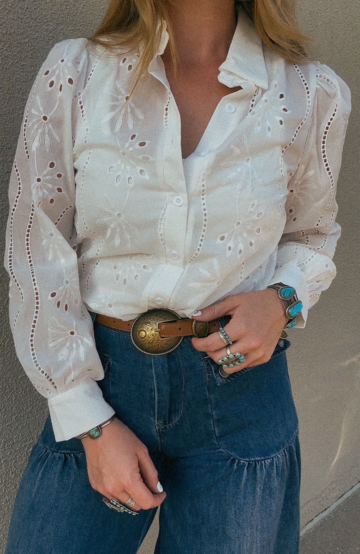 Darlin' Embroidered Eyelet Blouse