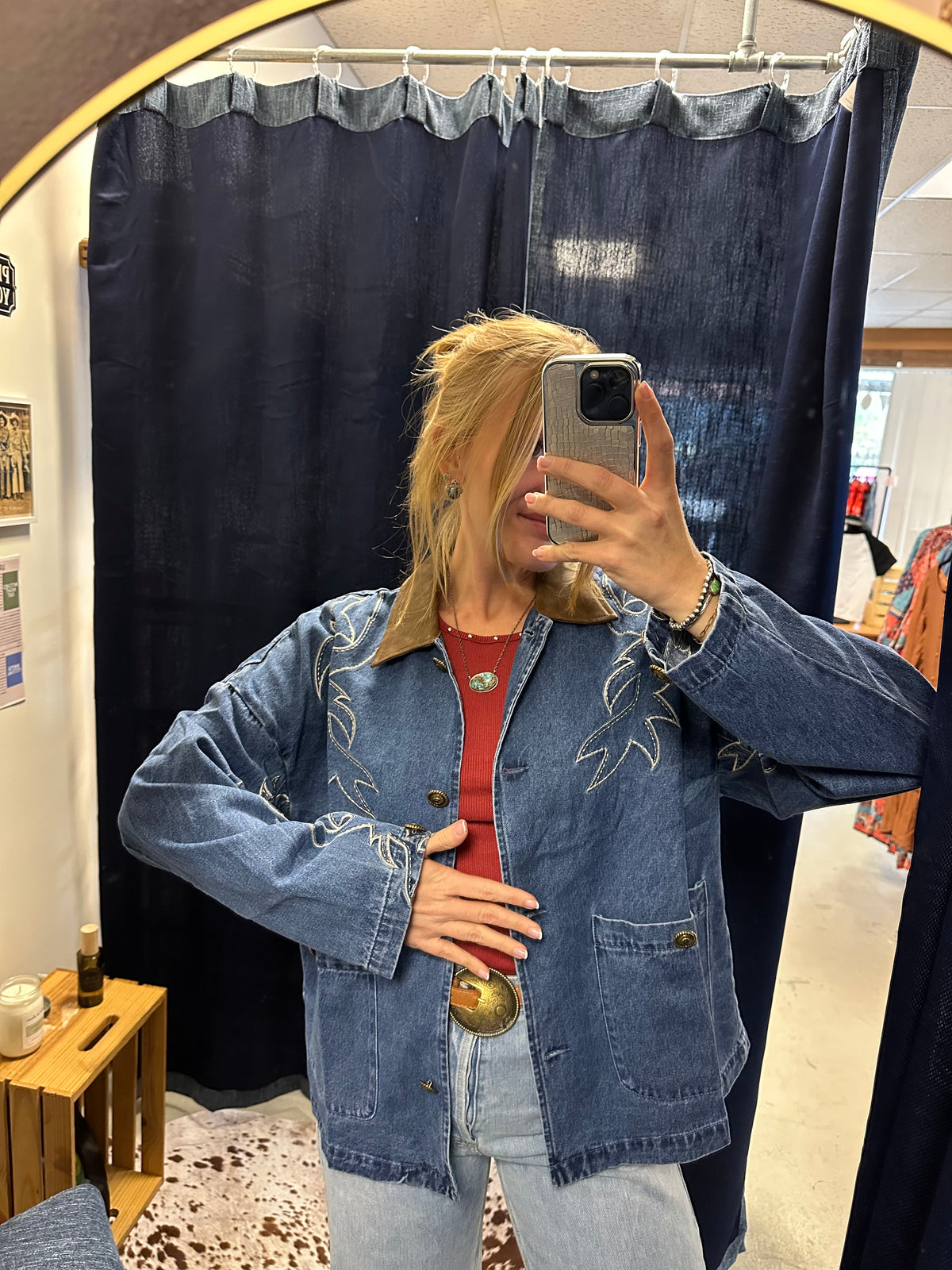 Cadillac Embroidered Jean Jacket