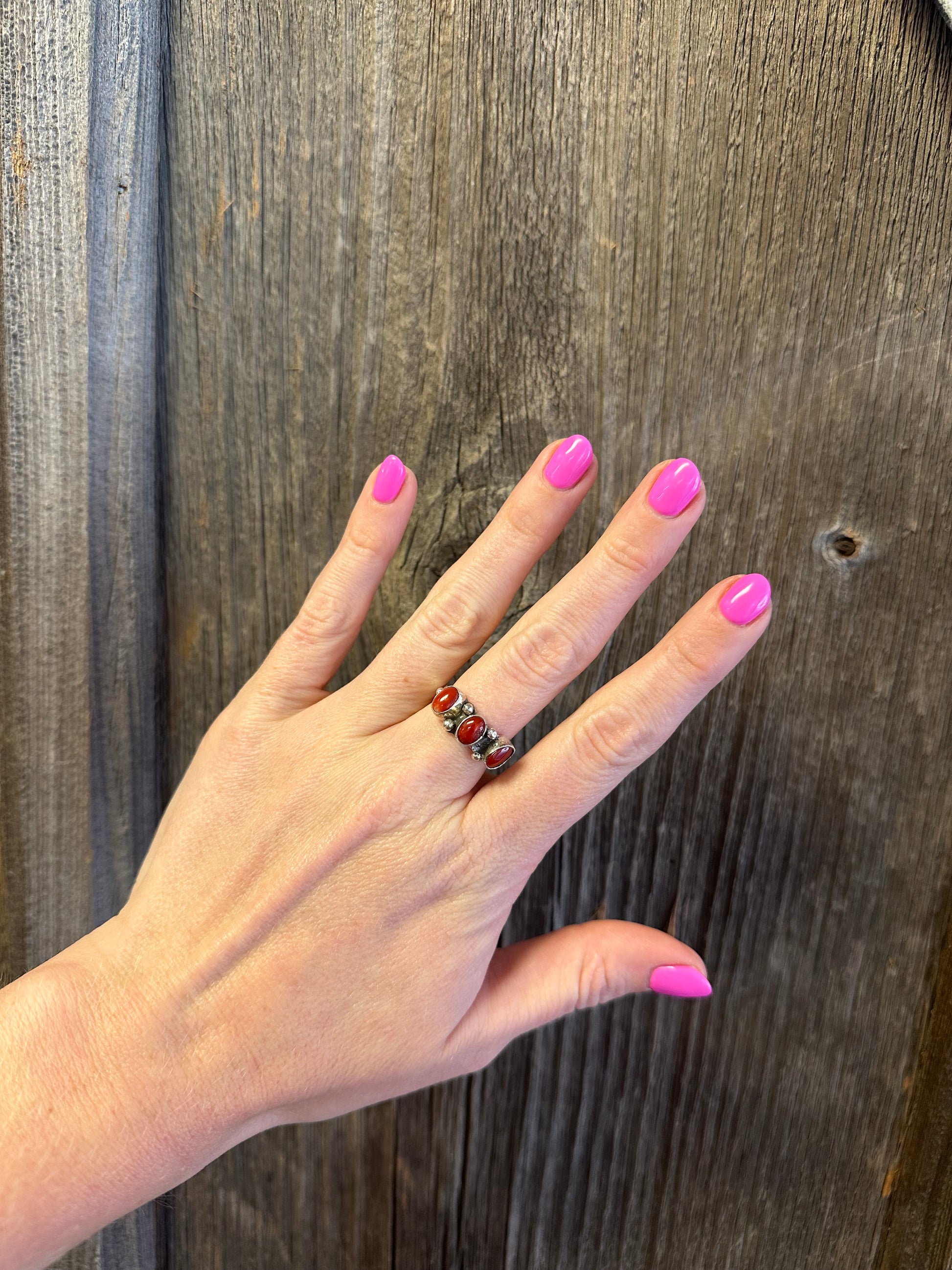 Triple Red Coral Ring