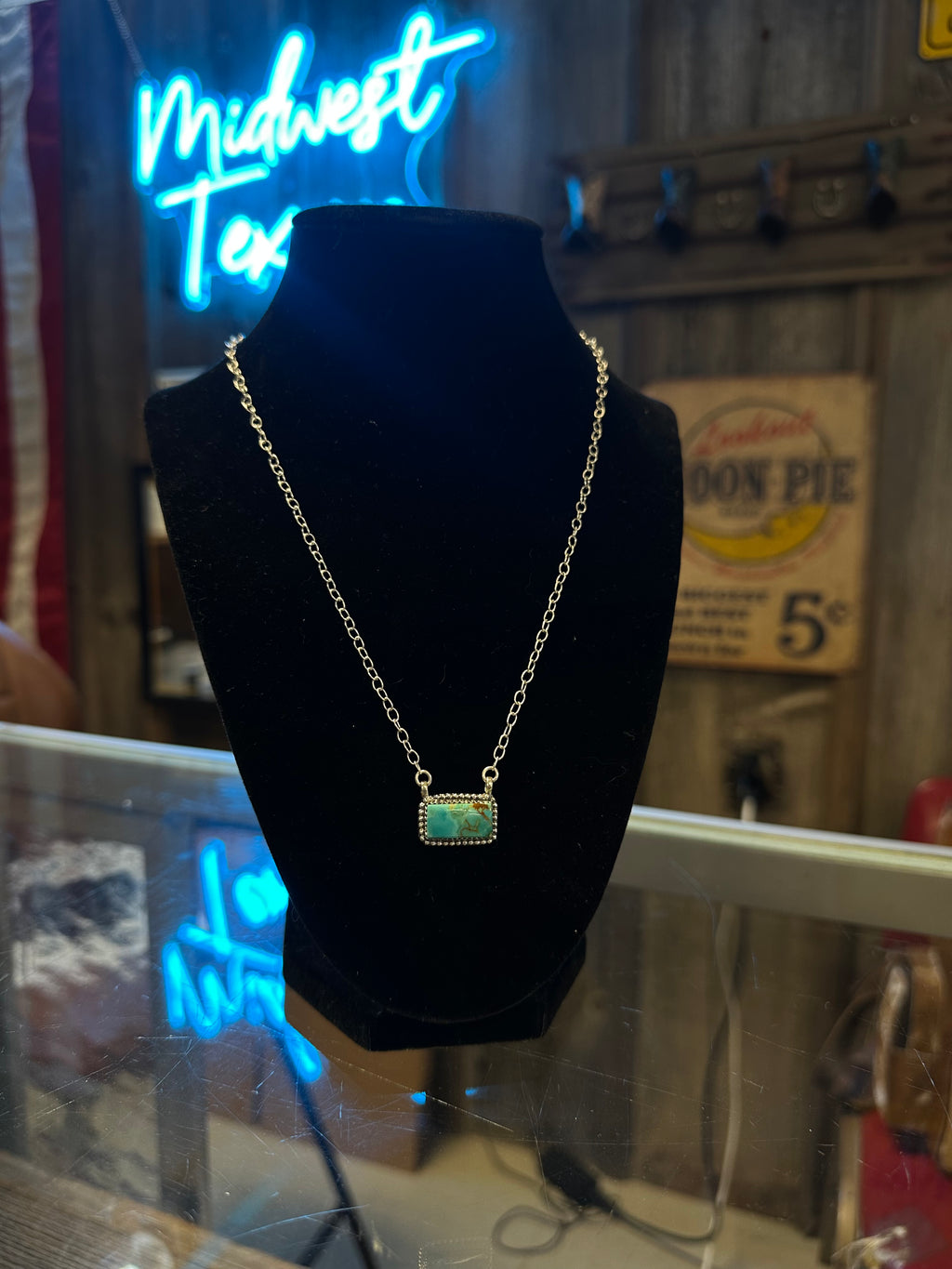 Kingman Turquoise Bar Necklace
