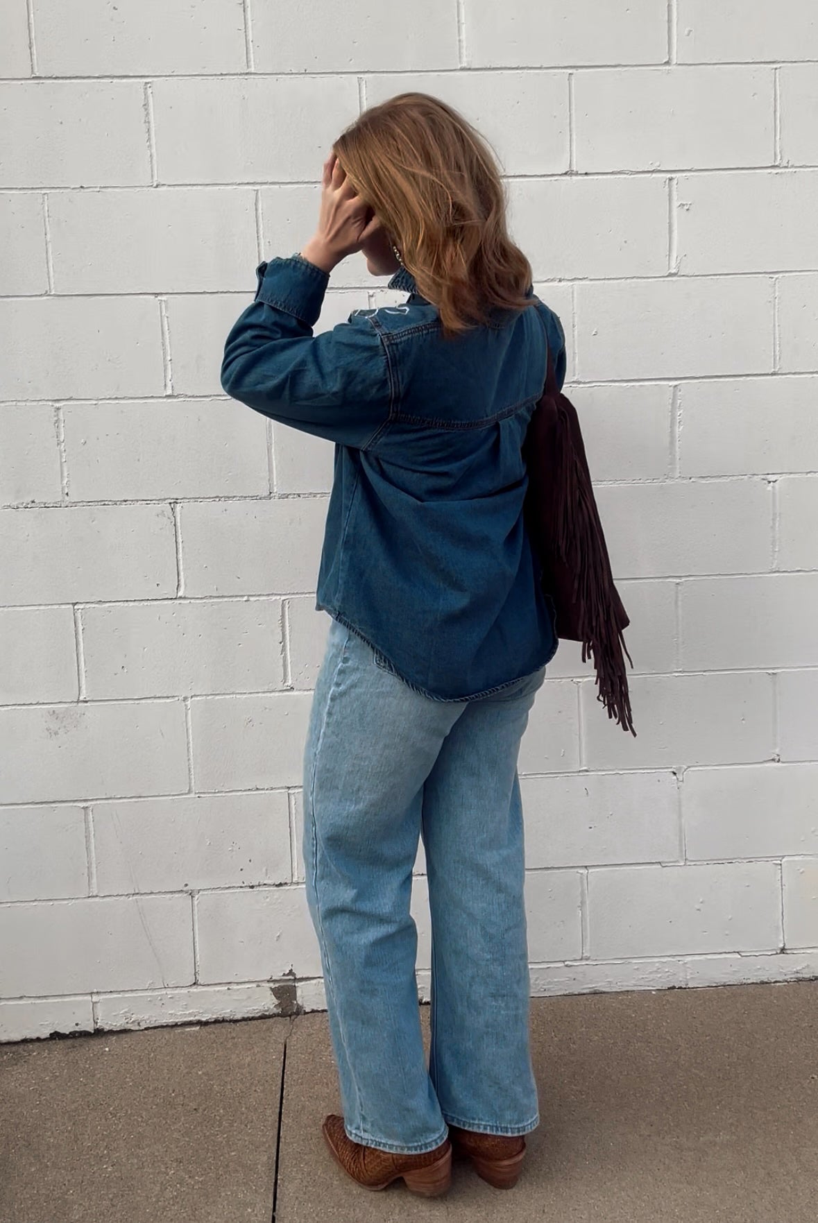Embroidered Denim Button Up