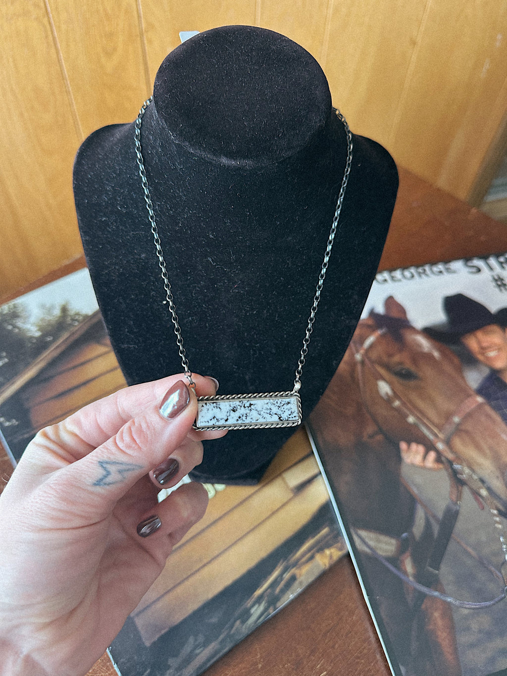 White Buffalo Bar Necklace