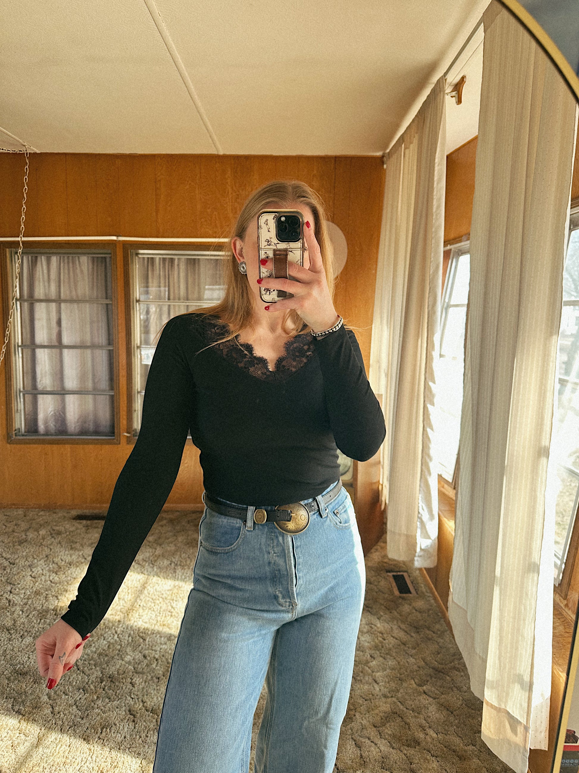 Weekend Lace Ribbed Top