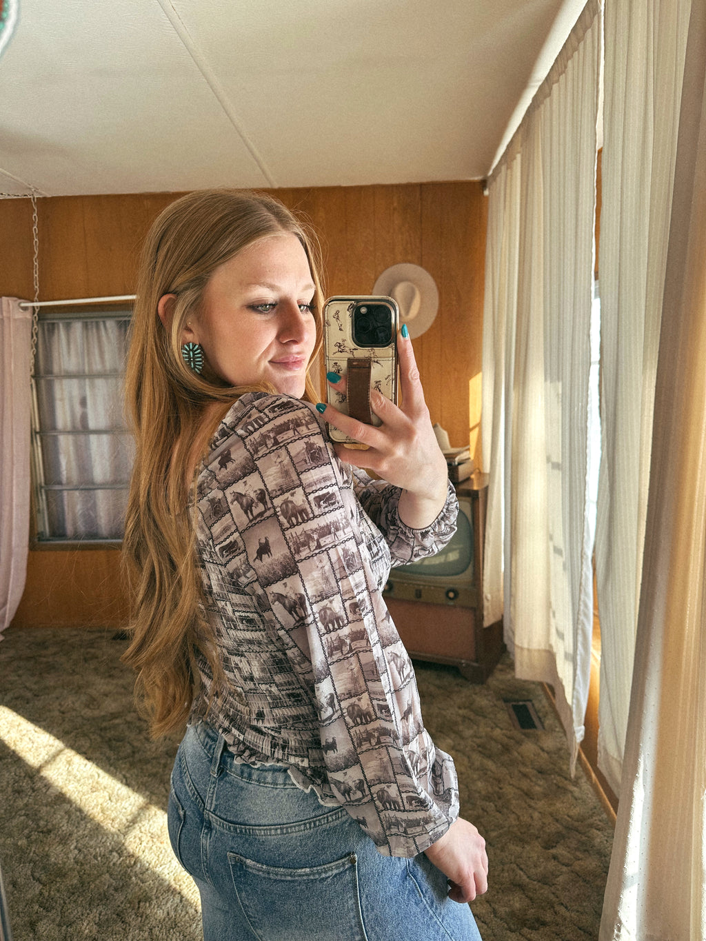 High Noon Western Print Blouse