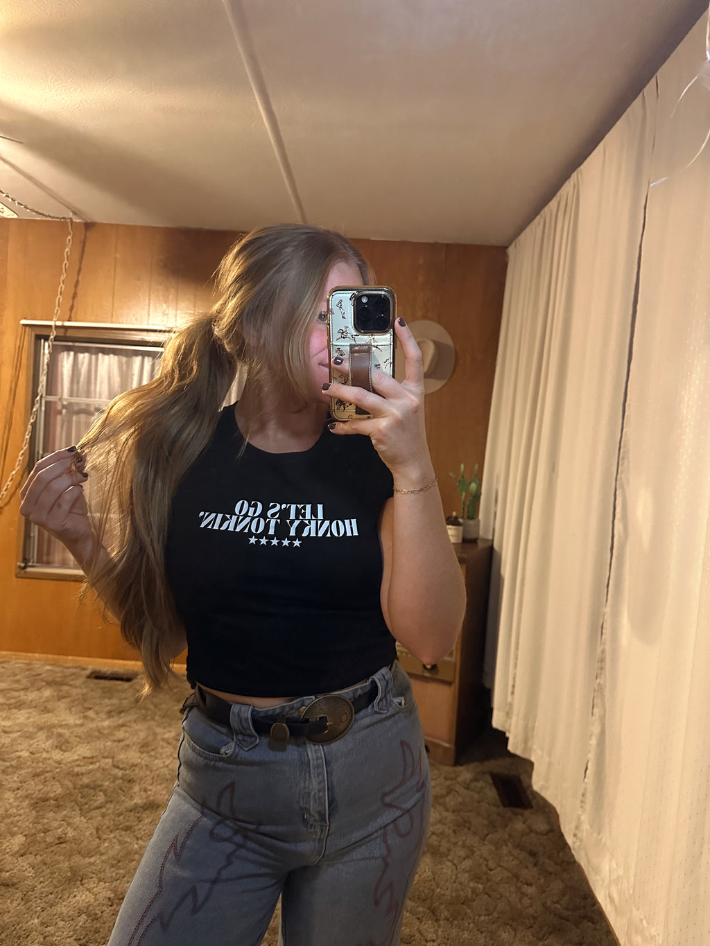 Let's Go Honky Tonkin' crop tee