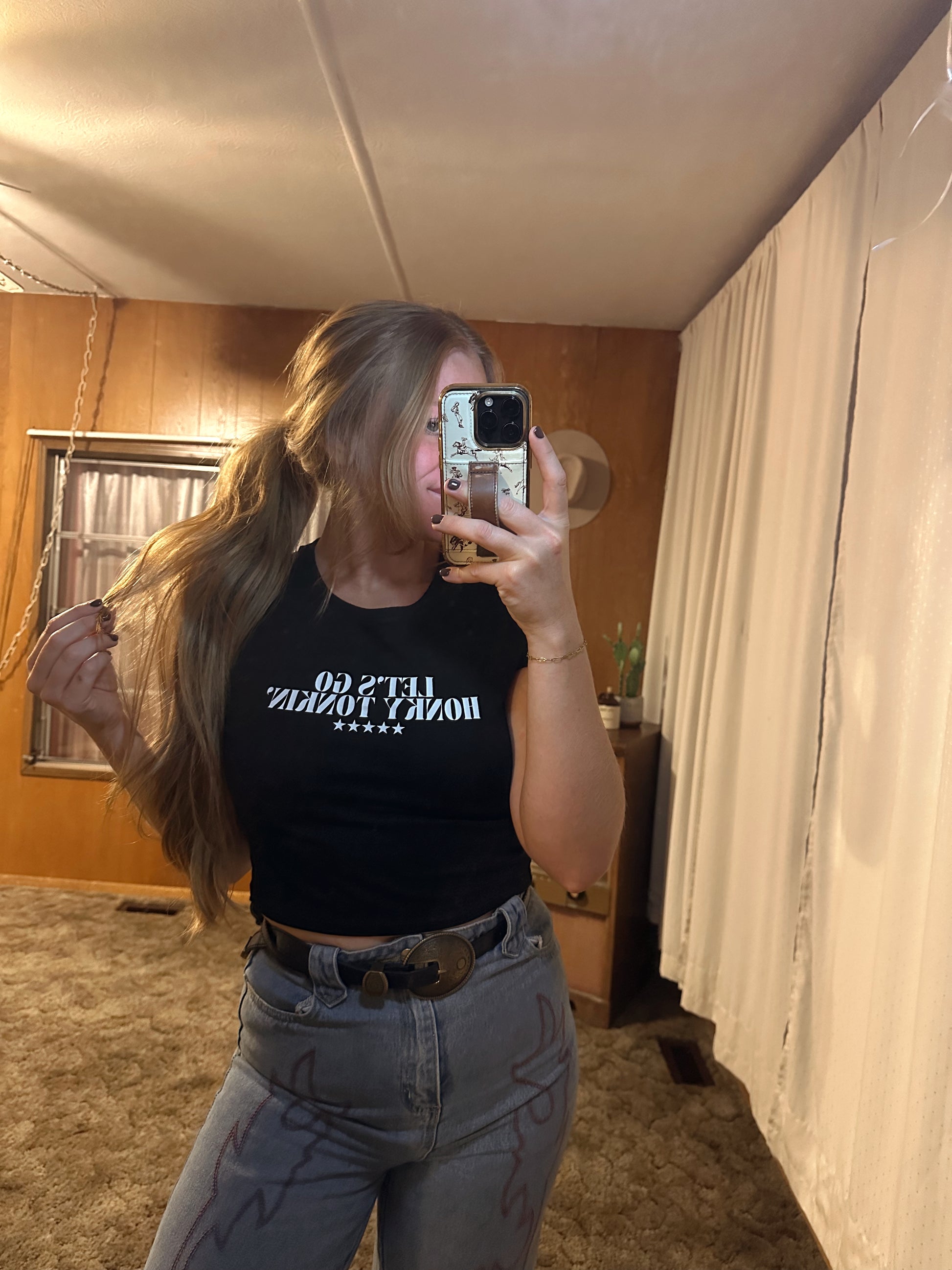 Let's Go Honky Tonkin' crop tee