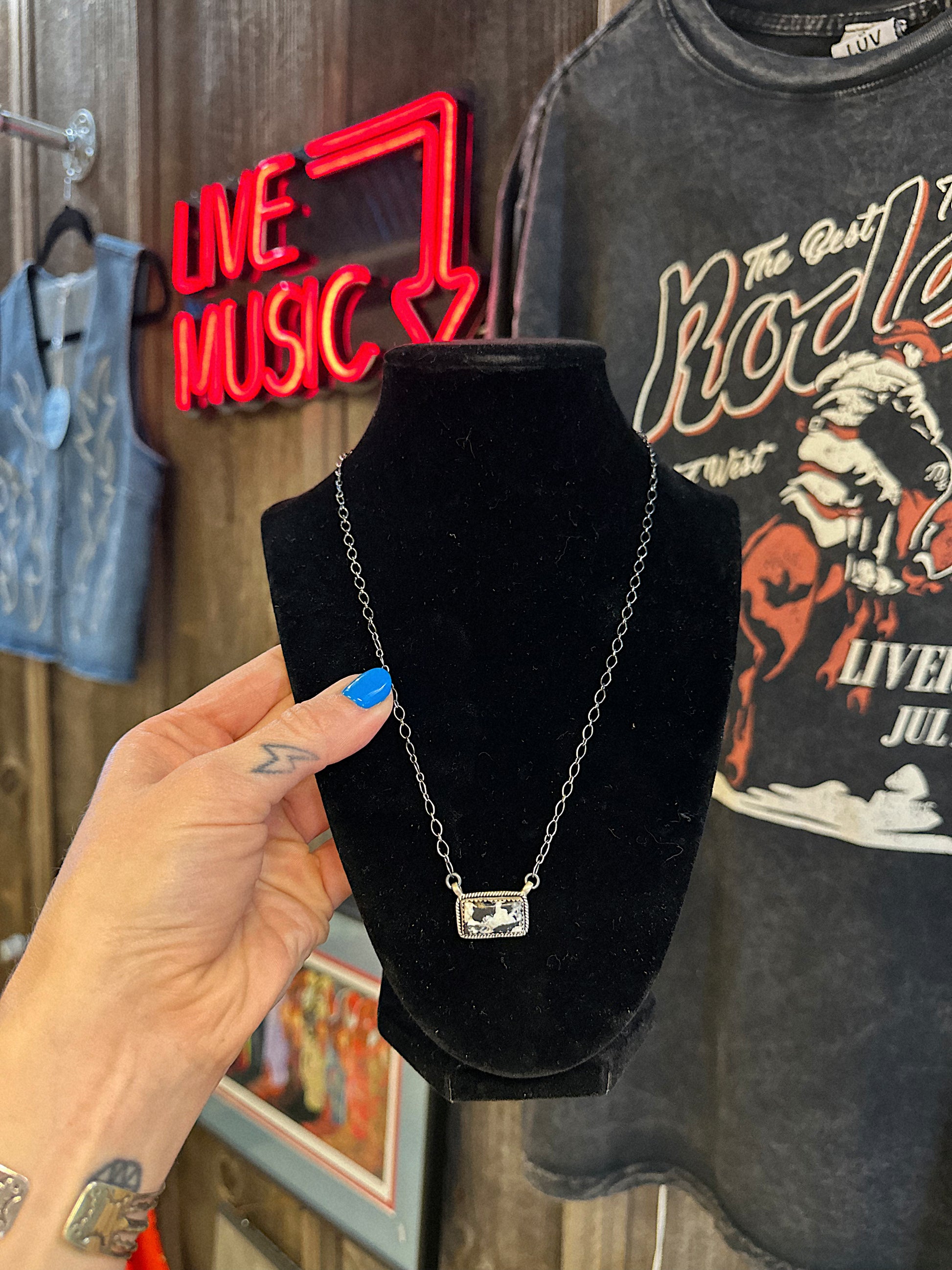 White Buffalo Bar Necklace