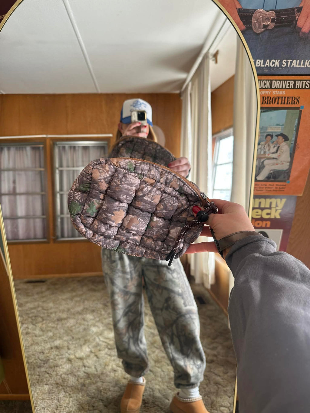 Camo Puffer Wristlet Bag