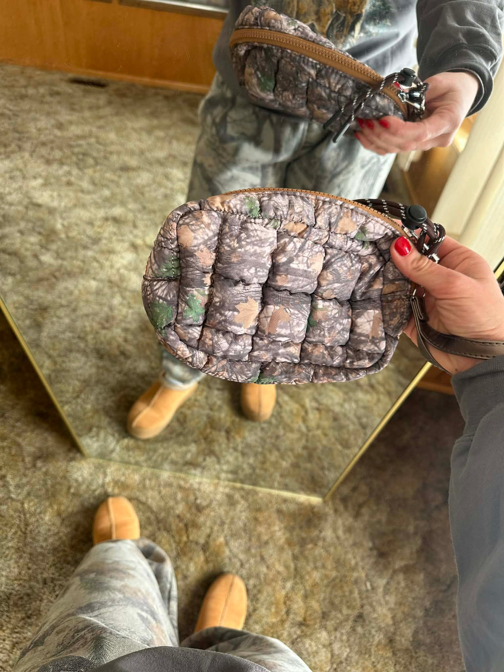 Camo Puffer Wristlet Bag