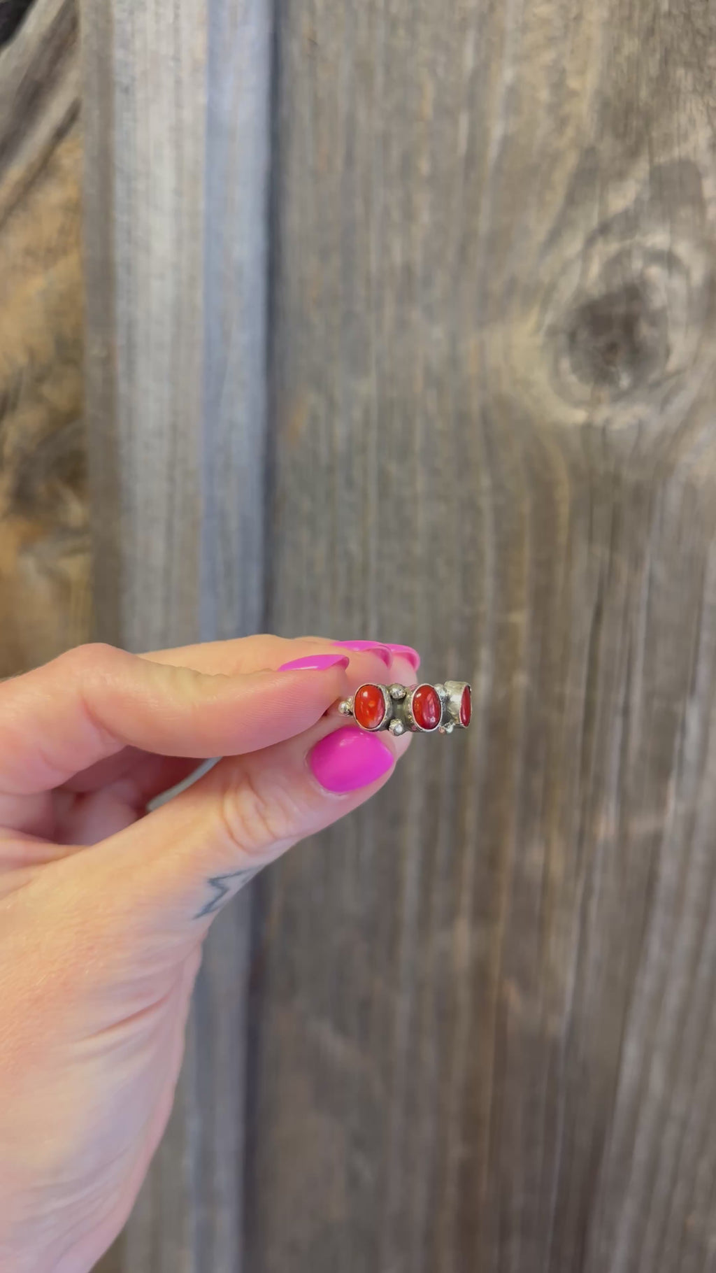 Triple Red Coral Ring