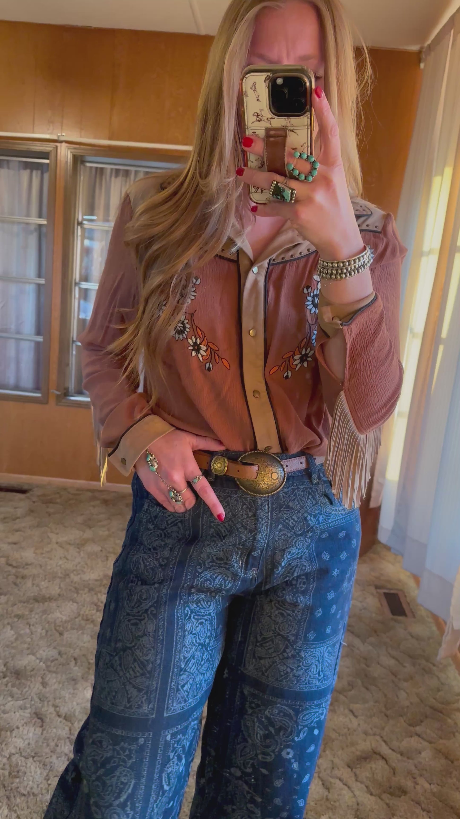 Paisley Print Barrel Jeans